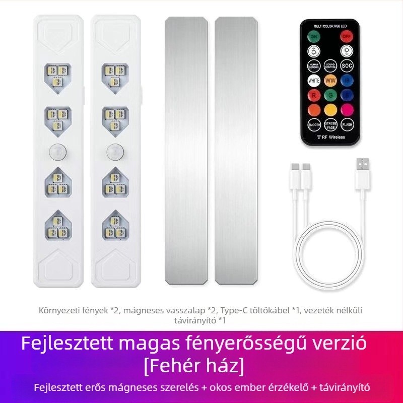 Autó lábtér ambient világítás — vezeték nélküli, 12V, ABS, automatikus szenzor