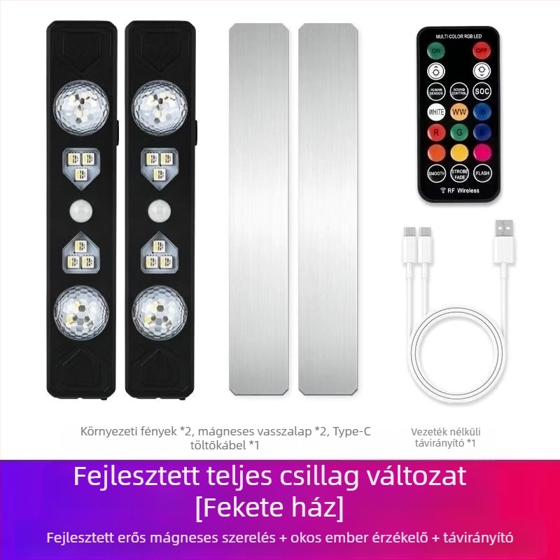 Autó lábtér ambient világítás — vezeték nélküli, 12V, ABS, automatikus szenzor