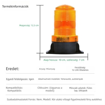 LED figyelmeztető stroboszkóp lámpa targoncákhoz és járművekhez, tetőre szerelve, 12-24V, nagy fényerő