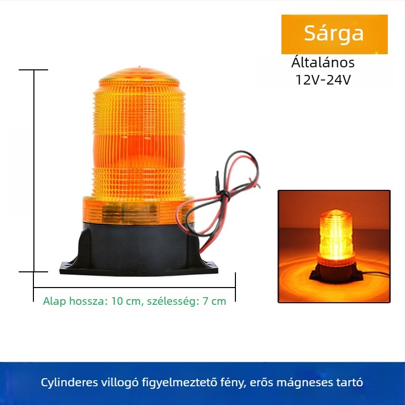 LED figyelmeztető stroboszkóp lámpa targoncákhoz és járművekhez, tetőre szerelve, 12-24V, nagy fényerő