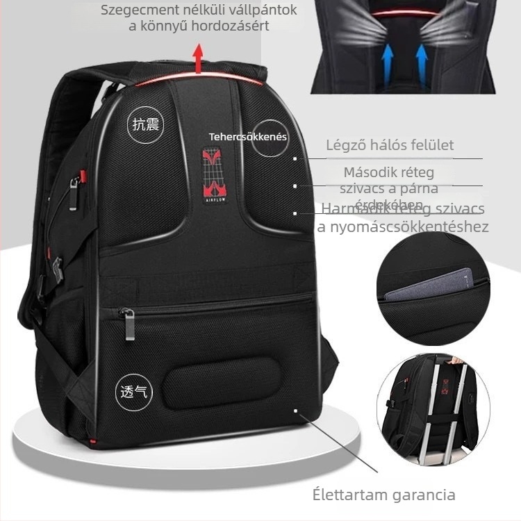 Unisex nylon hátizsák, vízálló, kapacitás 36–55 L, 16 hüvelykes laptophoz, üzleti utazásokhoz
