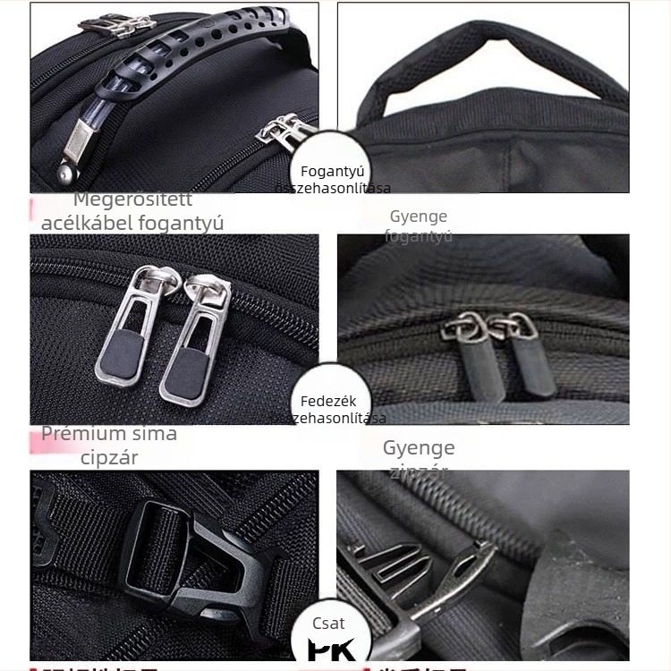 Unisex nylon hátizsák, vízálló, kapacitás 36–55 L, 16 hüvelykes laptophoz, üzleti utazásokhoz