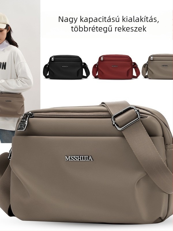 Női crossbody táska, textile anyag, városi egyszerű stílus, vízszintes négyzet alakú, cipzáras zárás, telefon zseb