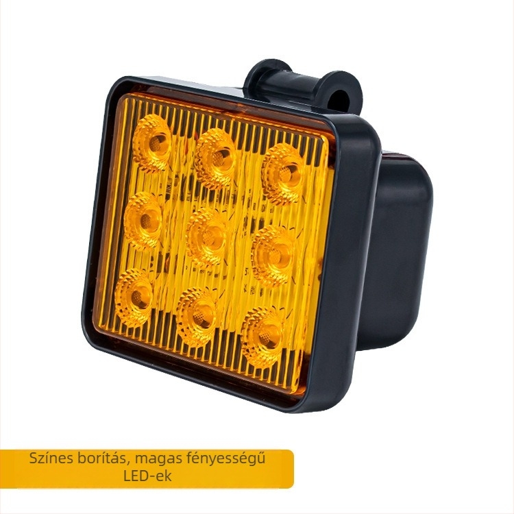 9-diódás LED figyelmeztető lámpa teherautókhoz, 12V, 7W, 0,6A, PC ház, vízálló