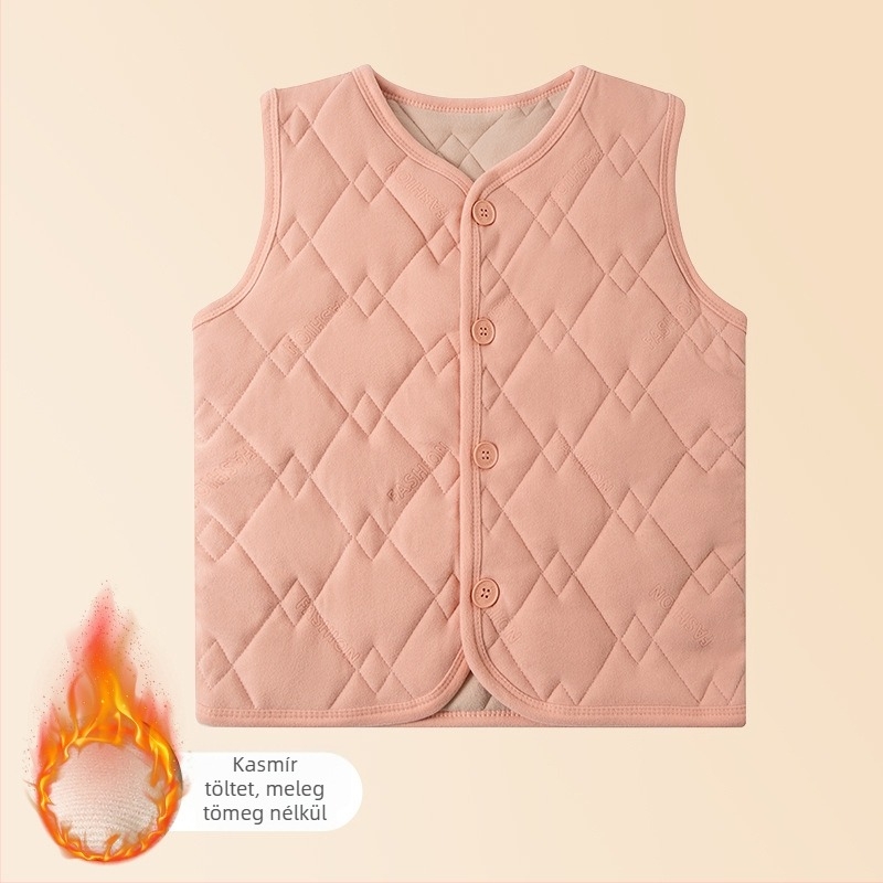 Téli fleece-béléssel bélelt vastag kötött gyerek mellény, uniszex, iskolai egyenruha kiegészítő, meleg.
