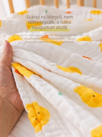 Újszülött babák számára fürdőlepedő – géz-pamut, mintás karikatúra, 0–1 éveseknek