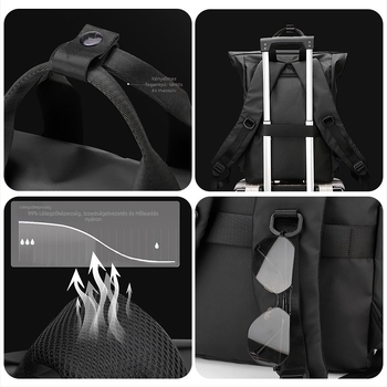 Hátizsák nagy kapacitású 20–35 L, vízálló nylonból, 10 hüvelykes laptophoz, ergonomikus ívelt vállpánttal