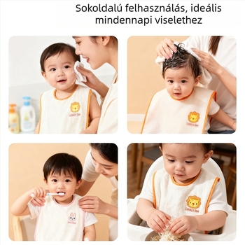 Langbainier Vízálló baba- és gyerekbib - korall fleece, Cartoon minta, 3-8 éves korig
