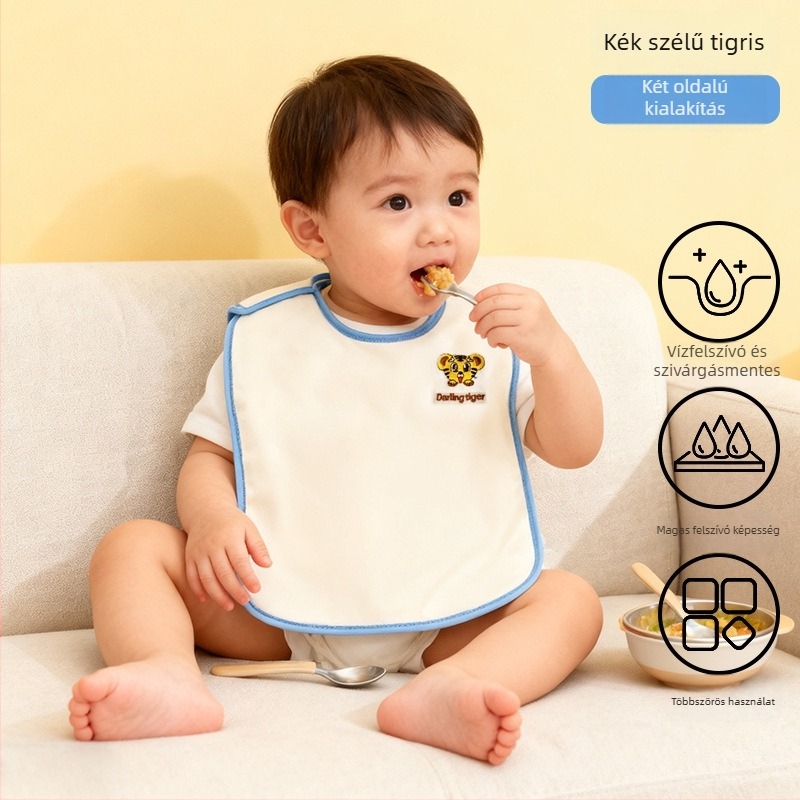 Langbainier Vízálló baba- és gyerekbib - korall fleece, Cartoon minta, 3-8 éves korig