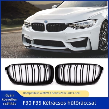 BMW 3 Series F30/F35 első grille — ABS műanyag, radiátorhoz szerelés, dupla párhuzamos rudak