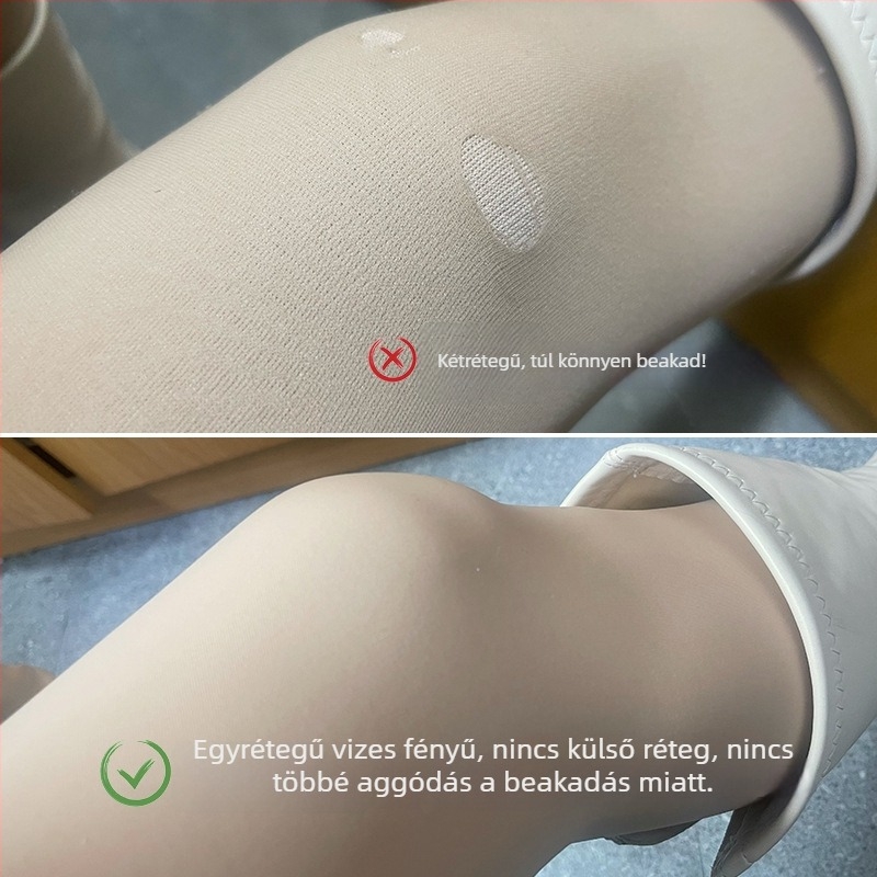 Női harisnyák sharkskin textúrával, vékony, fényes réteg, testszínű árnyalat, vastagított tavaszra