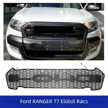 Ford Ranger T7 LED első grille, ABS műanyag, nem destruktív szerelés, 2015–2018 modellévek.