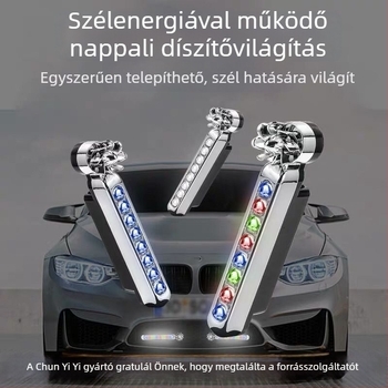 Szélenergia által működtetett autógrill LED riasztó fény (DL-011, ABS+PCB, Universális, Szimulált figyelmeztető fény, Chun yi yi)