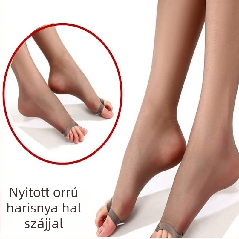 Plusz méretű nyári harisnyanadrág nyitott lábujjakkal és halszáj mintázattal, nyitott gussettel