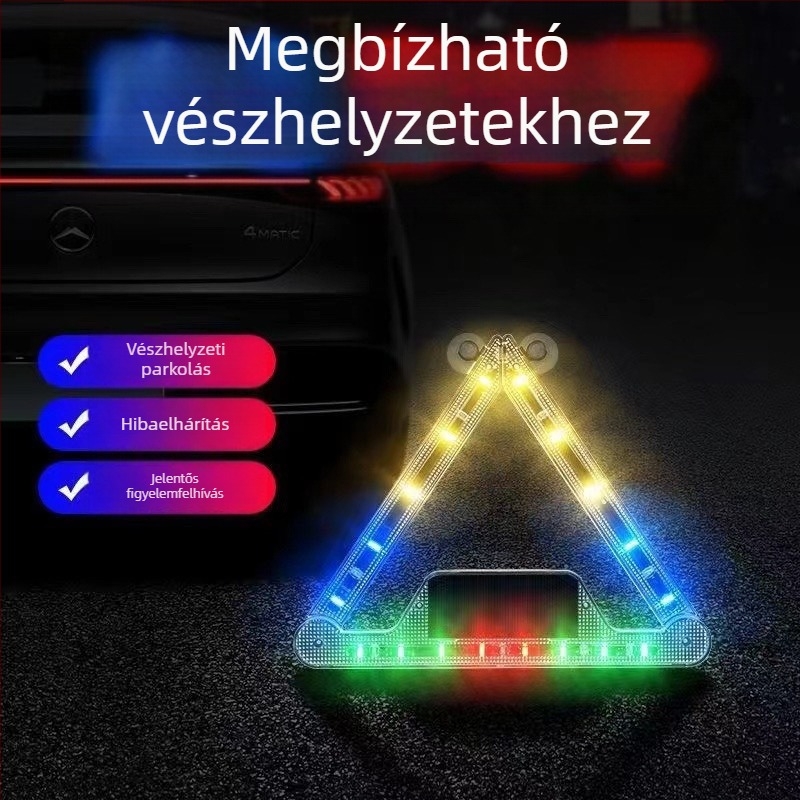 Autóhoz készült napelemes LED riasztófény villogó üzemmóddal a hátsó ütközés megelőzésére