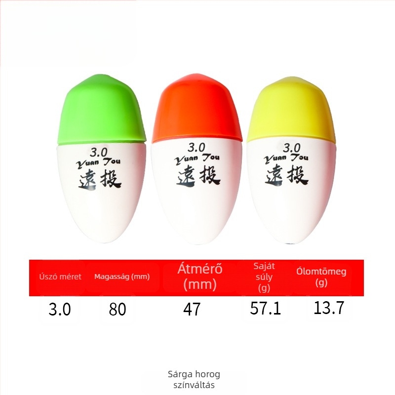 Műanyag horgász sodródó úszó hosszú dobásokhoz tengeri horgászathoz, fénylő