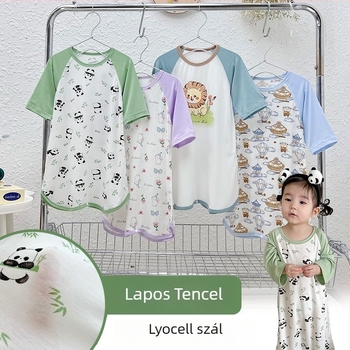 Baba modal alvóruha Tencel+modál keverék, rajzfilm minta, 0-3 év, nyár