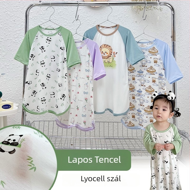 Baba modal alvóruha Tencel+modál keverék, rajzfilm minta, 0-3 év, nyár