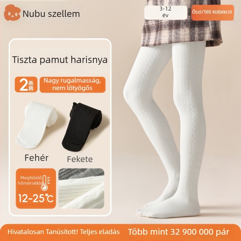 Kisgyermekek pamut harisnyanadrág, tavasz-őszre, antibakteriális, fehér, egy méret