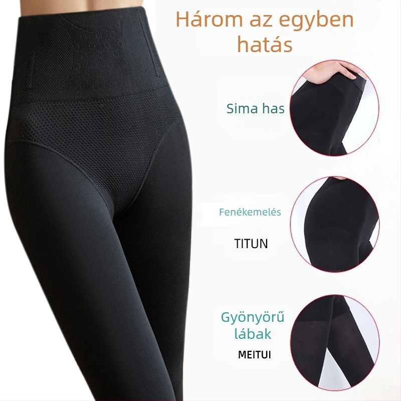 Flíse bevonat vastag leggings magas derekú, halszálka mintával, őszi-téli, testformázó és popsiformáló