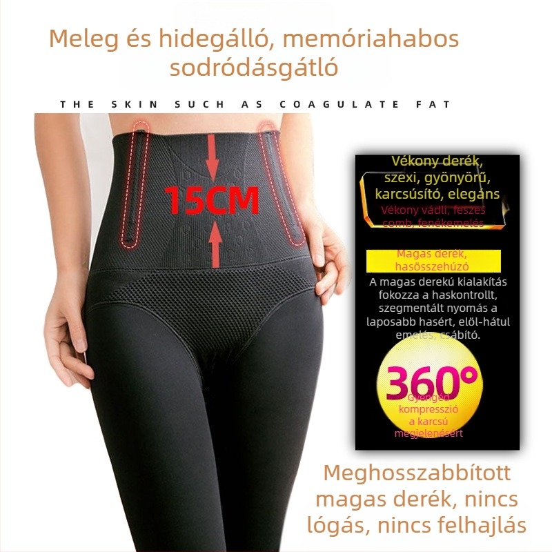 Flíse bevonat vastag leggings magas derekú, halszálka mintával, őszi-téli, testformázó és popsiformáló
