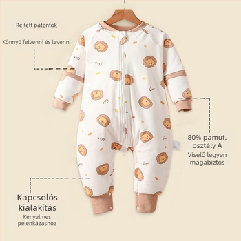 Babára való alvózsák osztott lábakkal, állandó hőmérséklet, levehető ujjak, 95% pamut anyag, pehely töltés