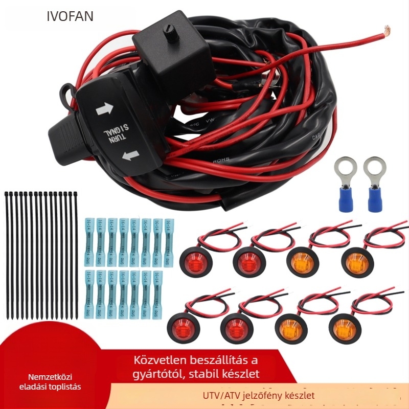 ATV/UTV jelzőfény kábelköteg relével, LED világítással és rocker kapcsolóval — CP-3026, 30W, 12V