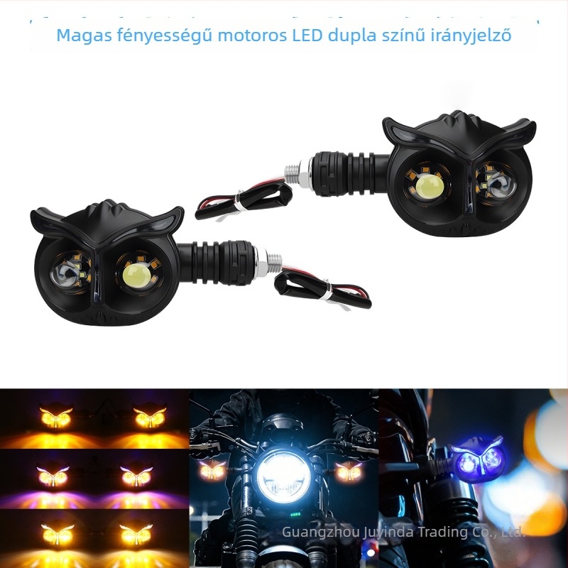 12V-s LED irányjelző világítás motorhoz, kettős LED, univerzális illeszkedés, akril/ABS ház, élettartam 50 000 óra