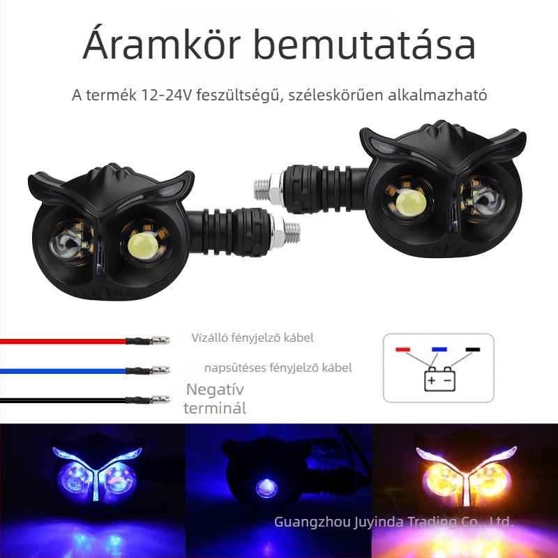 12V-s LED irányjelző világítás motorhoz, kettős LED, univerzális illeszkedés, akril/ABS ház, élettartam 50 000 óra