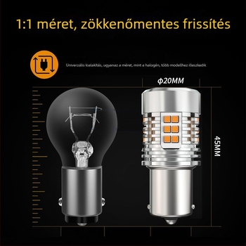 Autó LED indexlámpa 1156/T20 ventilátorral, anti-flicker dekódolás, 24SMD, 25W