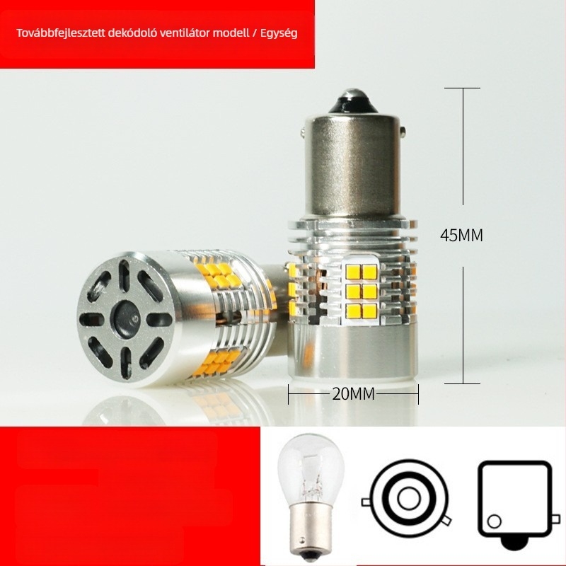 Autó LED indexlámpa 1156/T20 ventilátorral, anti-flicker dekódolás, 24SMD, 25W
