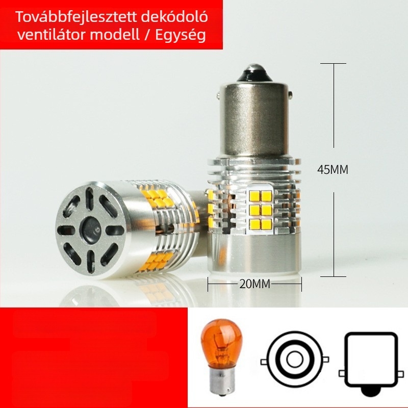 Autó LED indexlámpa 1156/T20 ventilátorral, anti-flicker dekódolás, 24SMD, 25W