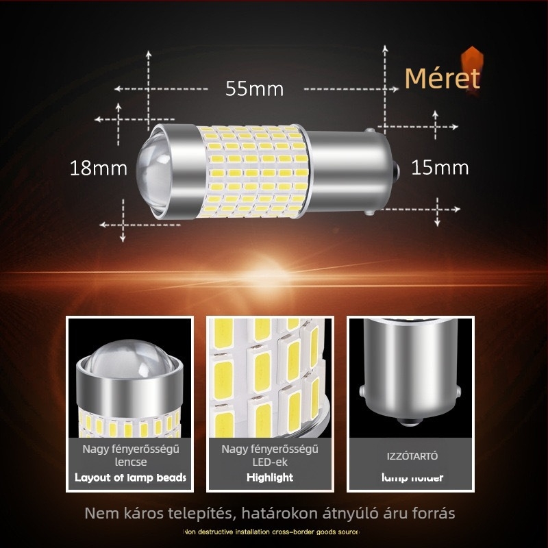 1156-3014-144 LED autójelző és hátsó világítás nappali fény – 8.1W, 12–24V DC, 3014 SMD, 6000–7000K