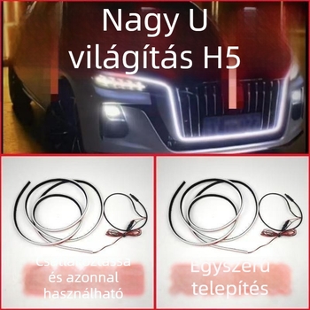 Hongqi H5 U-formájú LED lámpaszalag, többfunkciós, kompatibil H9-stílusú lámpákkal, modell 324, szilikon, 12V