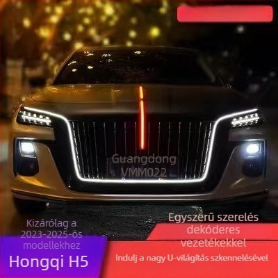 Hongqi H5 U-formájú LED lámpaszalag, többfunkciós, kompatibil H9-stílusú lámpákkal, modell 324, szilikon, 12V