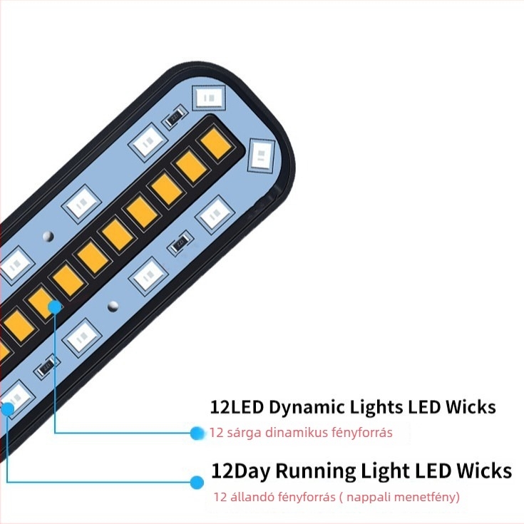 Motorkerékpár irányjelző lámpa, 24 LED, szekvenciális fényáramlás, 12V DC, 2835SMD, ABS+PC, Modell A-035