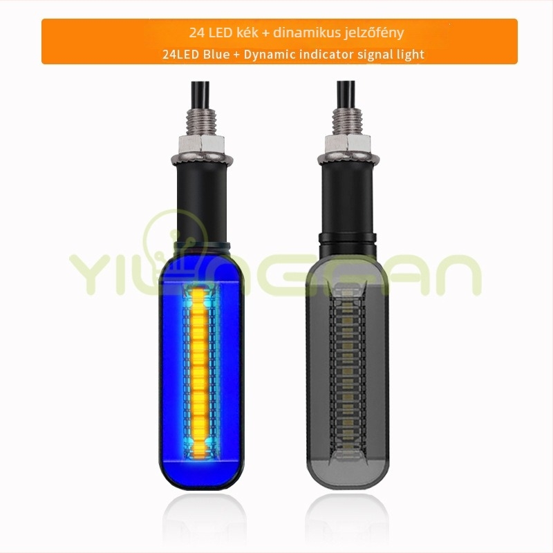 Motorkerékpár irányjelző lámpa, 24 LED, szekvenciális fényáramlás, 12V DC, 2835SMD, ABS+PC, Modell A-035