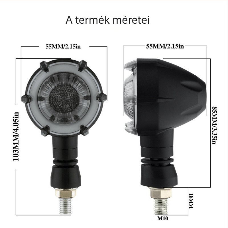 Motorkerékpár LED forgó szekvenciális irányjelző, 12V univerzális, modell D-174 (ABS ház + LED 6626)