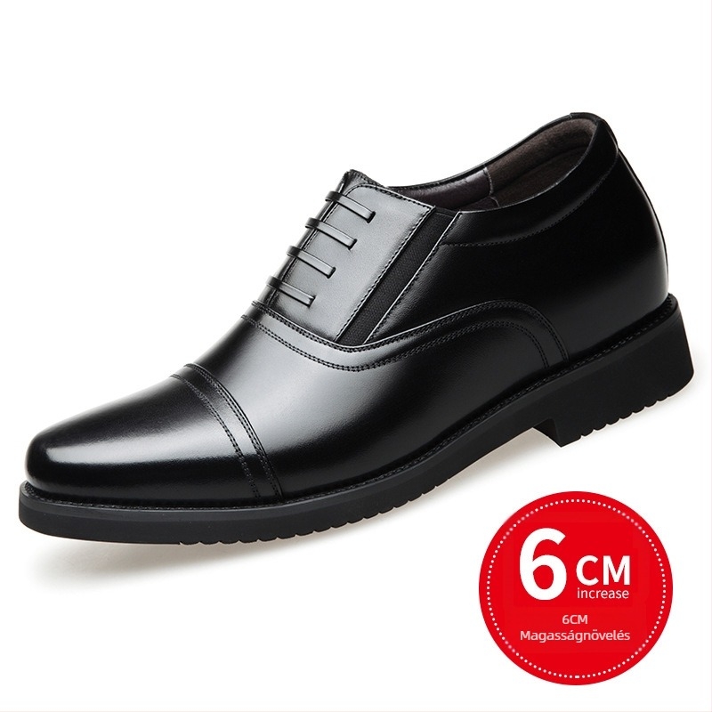 Férfi bőrcipő, klasszikus autó stílus, valódi bőr, őszi-téli lélegző, magasságot növelő üzleti-casual slip-on cipő