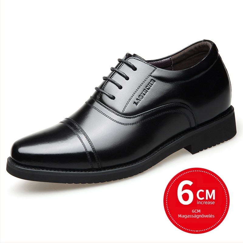 Férfi bőrcipő, klasszikus autó stílus, valódi bőr, őszi-téli lélegző, magasságot növelő üzleti-casual slip-on cipő