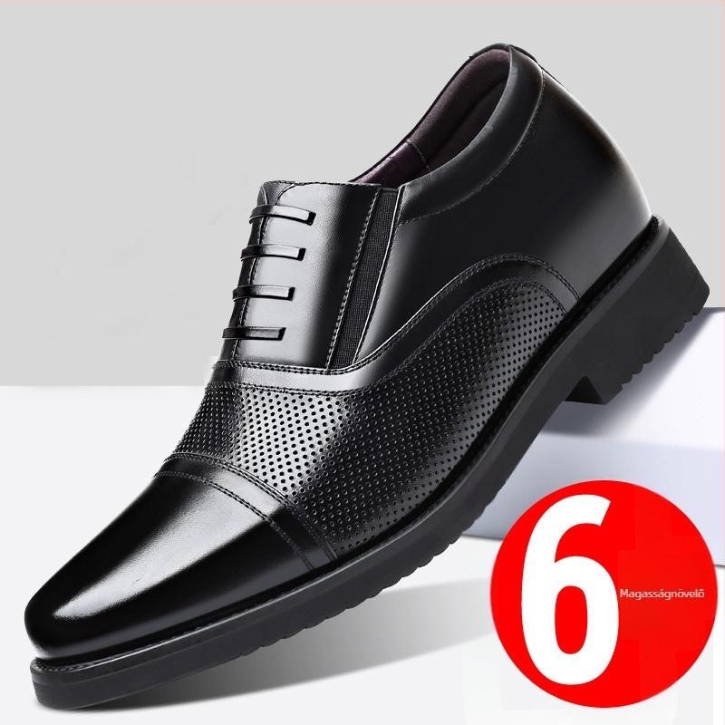 Férfi bőrcipő, klasszikus autó stílus, valódi bőr, őszi-téli lélegző, magasságot növelő üzleti-casual slip-on cipő