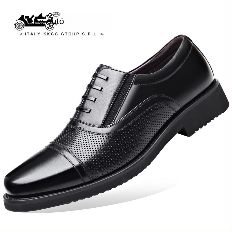 Férfi bőrcipő, klasszikus autó stílus, valódi bőr, őszi-téli lélegző, magasságot növelő üzleti-casual slip-on cipő