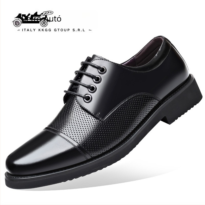 Férfi bőrcipő, klasszikus autó stílus, valódi bőr, őszi-téli lélegző, magasságot növelő üzleti-casual slip-on cipő