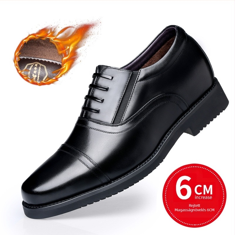 Férfi bőrcipő, klasszikus autó stílus, valódi bőr, őszi-téli lélegző, magasságot növelő üzleti-casual slip-on cipő