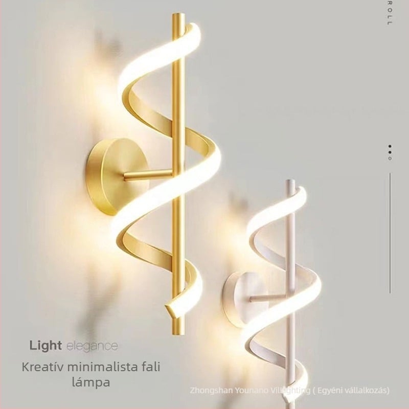 Spirál LED fali lámpa, alumínium test, PVC ernyő, 220V