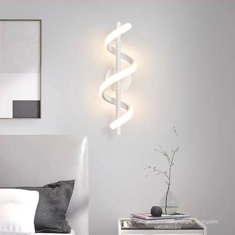 Spirál LED fali lámpa, alumínium test, PVC ernyő, 220V