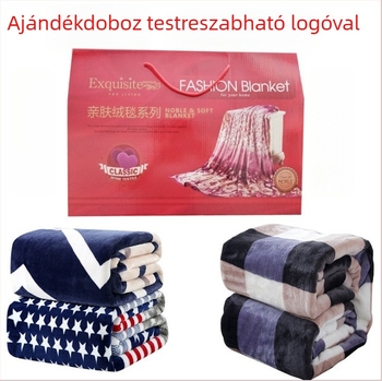 Vastag korall fleece pléd és ágynemű készlet, kis pléddel