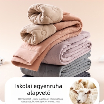 Iskolai egyenruha gyerekeknek téli termoszett: fleeces nadrágok és poliészter dzseki, téli viselet, magas derekú szabás, 60% poliészter tartalom