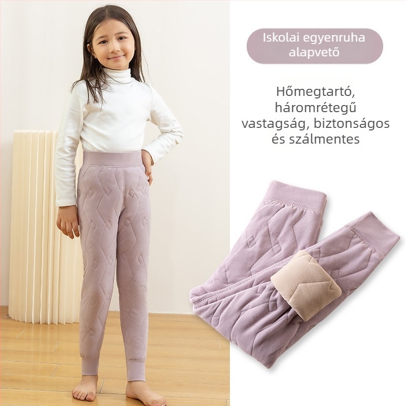 Iskolai egyenruha gyerekeknek téli termoszett: fleeces nadrágok és poliészter dzseki, téli viselet, magas derekú szabás, 60% poliészter tartalom