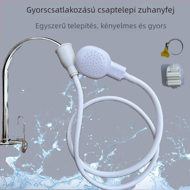 Gyorscsatlakozású zuhanyfej csaphoz, kültéri használatra, ABS+PVC, testre szabható modell, modern és egyszerű stílus, kutyák és gyerekek hajának mosására